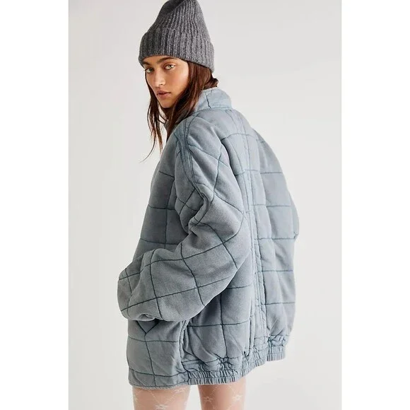 Free People Dolman Quilted Knit Jacket Top Oversized Zip-up Slouchy XS 284038 - Picture 4 of 10